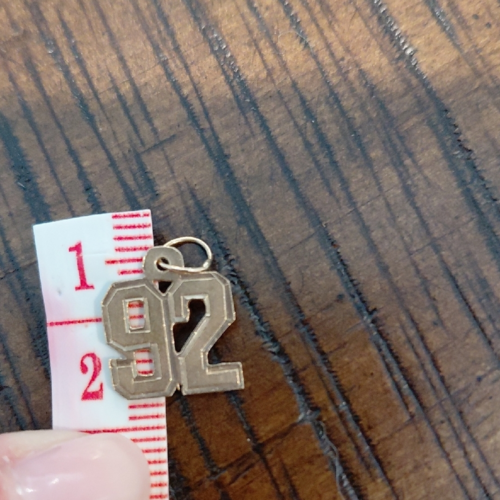 Gold '92' Number Charm Pendant